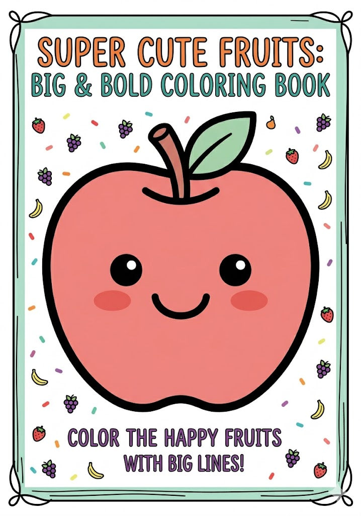 Super Cute Fruits Big & Bold Coloring Book – Fun Coloring Book for Kids