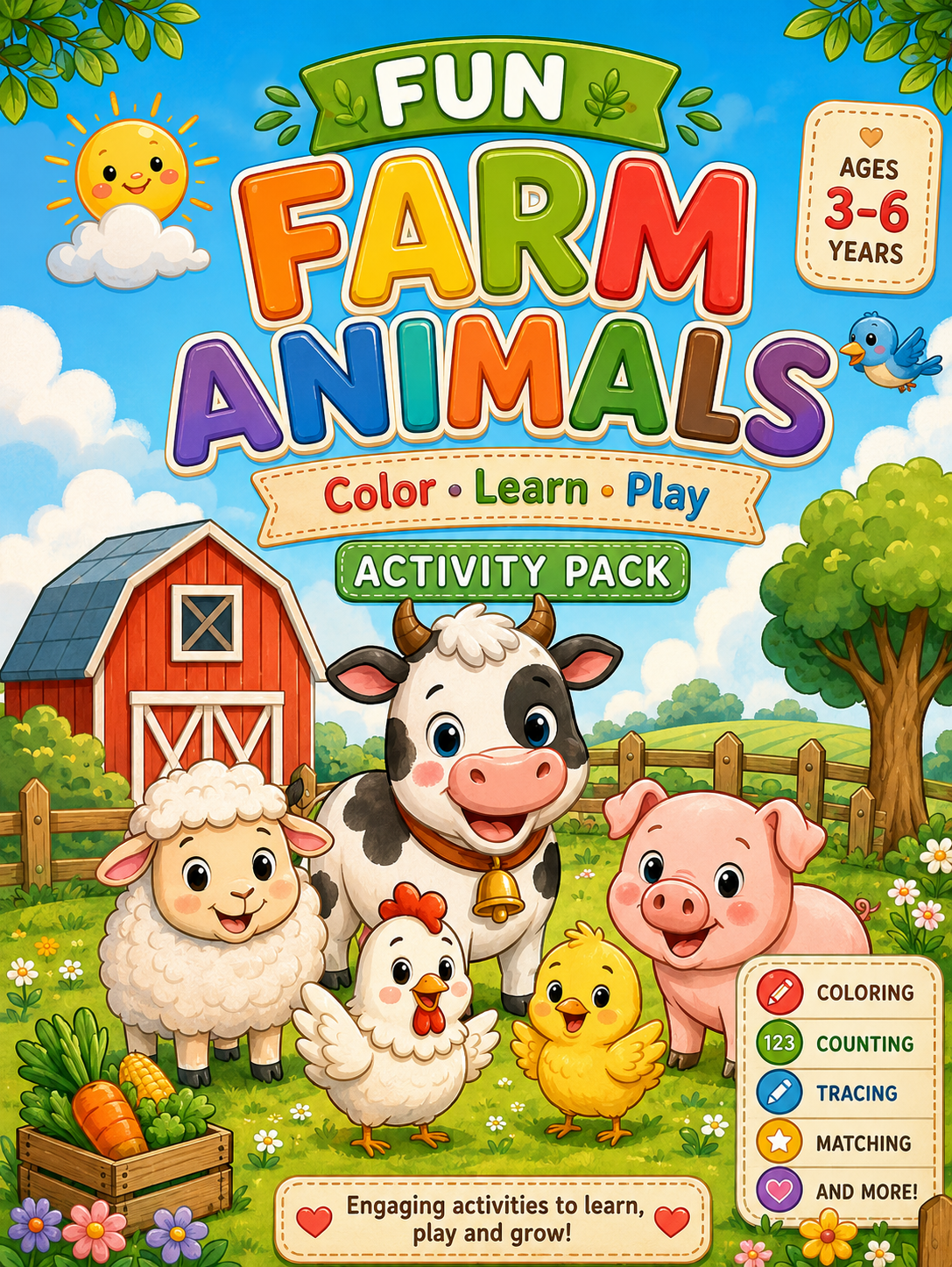 Fun Farm Animals Activity Pack – Fun Learning Book for Kids