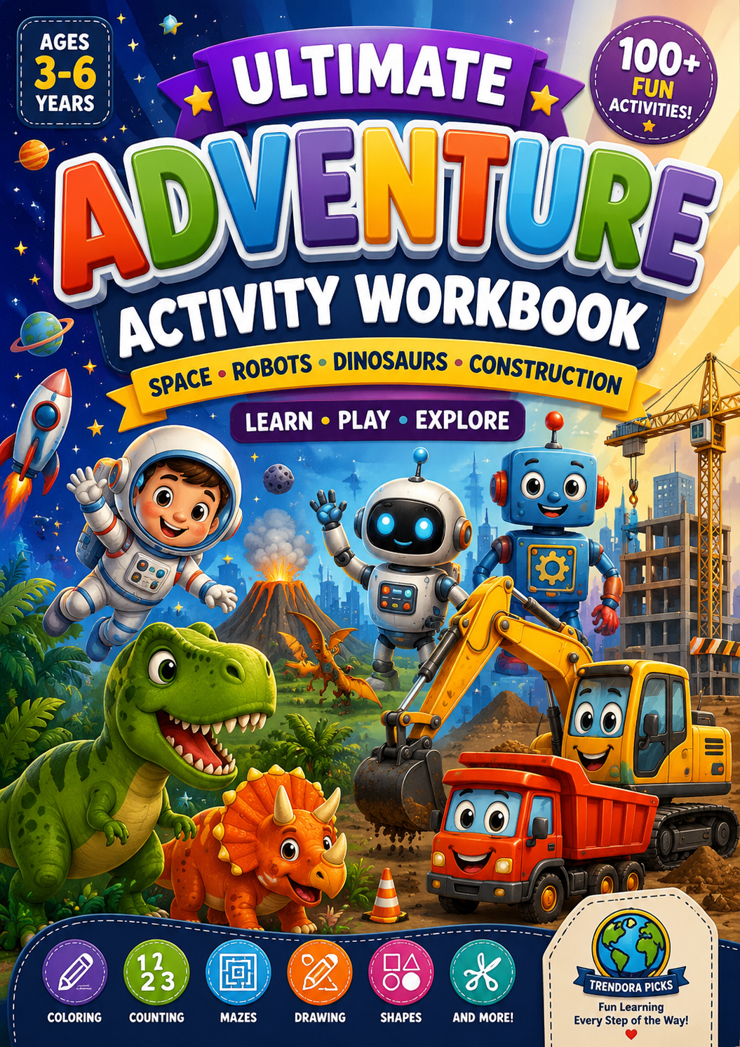 Ultimate Adventure Learning Activity Workbook for Kids Ages 3–6 | 100+ Printable Pages