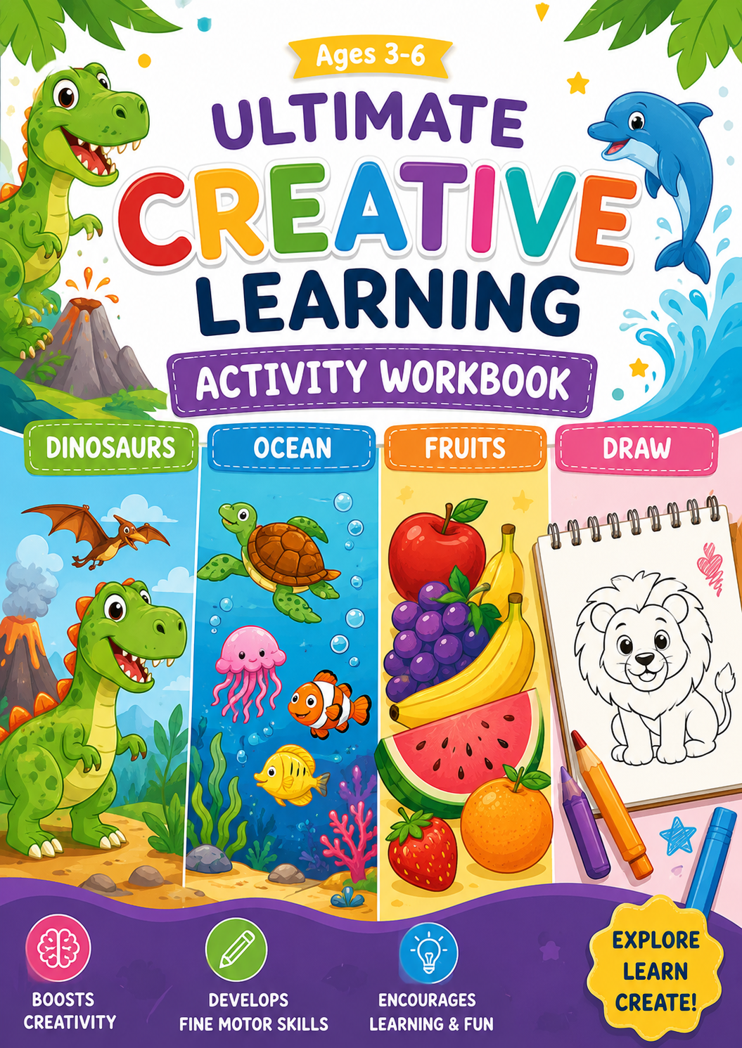 Ultimate Creative Learning Activity Workbook | Ages 3–6 | 113 Printable PDF Pages