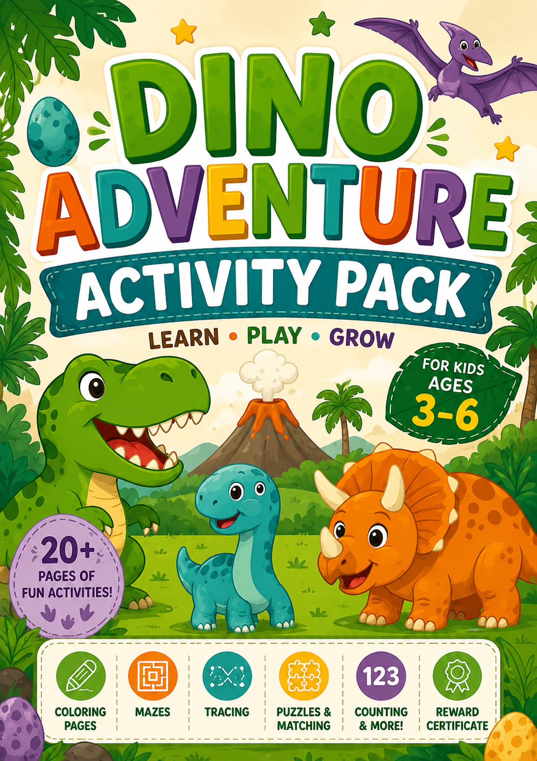 Dino Adventure Activity Pack – Fun Learning Book for Kids