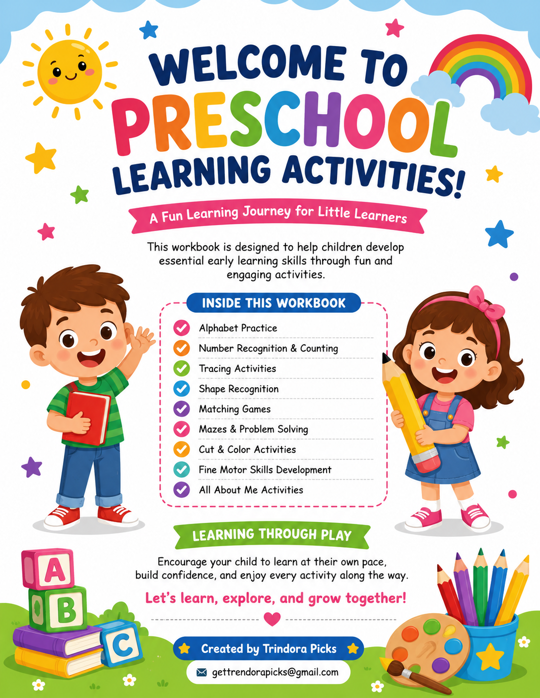 Preschool Learning Activities Workbook for Kids Ages 3–6 | 90+ Printable PDF Activities