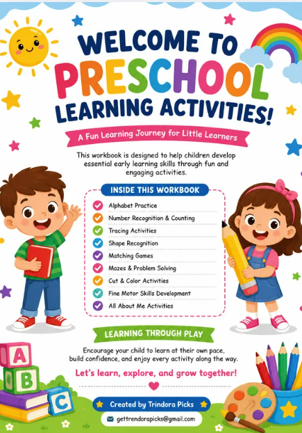 Ultimate Preschool Learning Activities Workbook | Ages 3–6 | 93 Printable PDF Pages
